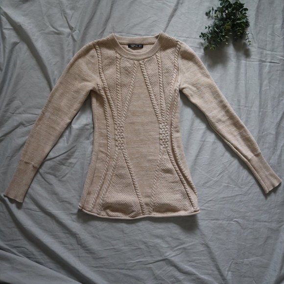 PATTYBOUTIK Pullover Knit Sweater Cream Size Small - Picture 2 of 7